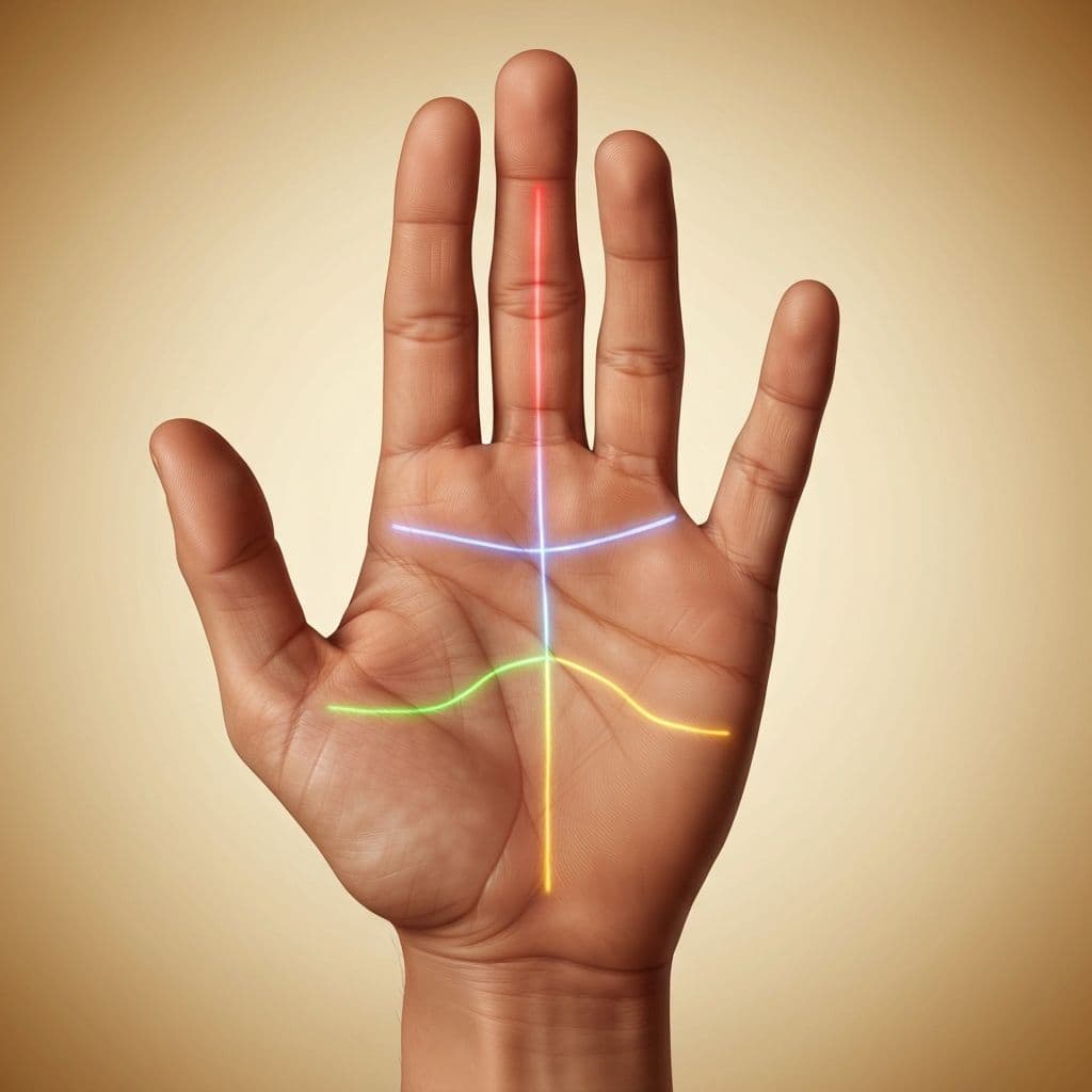 Open palm showing major palm lines for reading